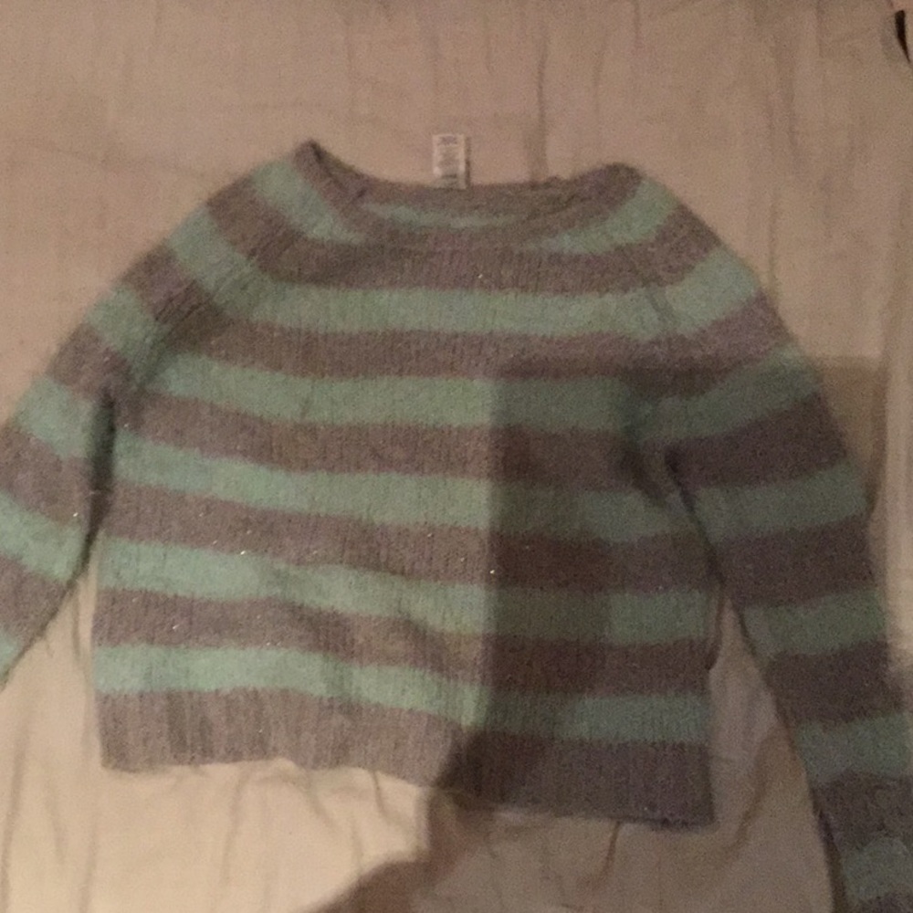 Blue and grey striped sweater